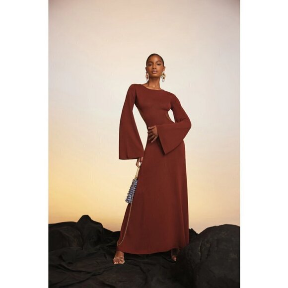 💕CULT GAIA💕 Carla Knit Dress ~ Full Length Gown Cut-Outs Ember Small NWT - Picture 4 of 16